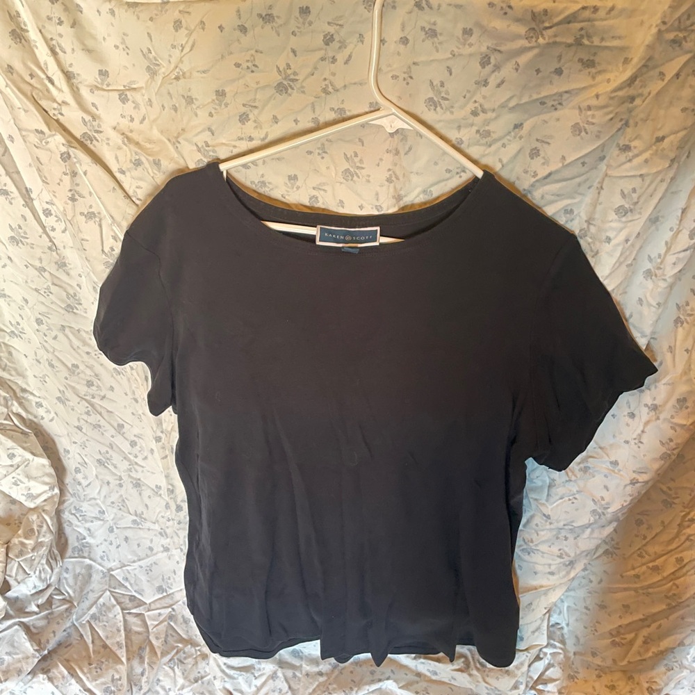 Karen Scott Black Fitted Short Sleeve T-Shirt